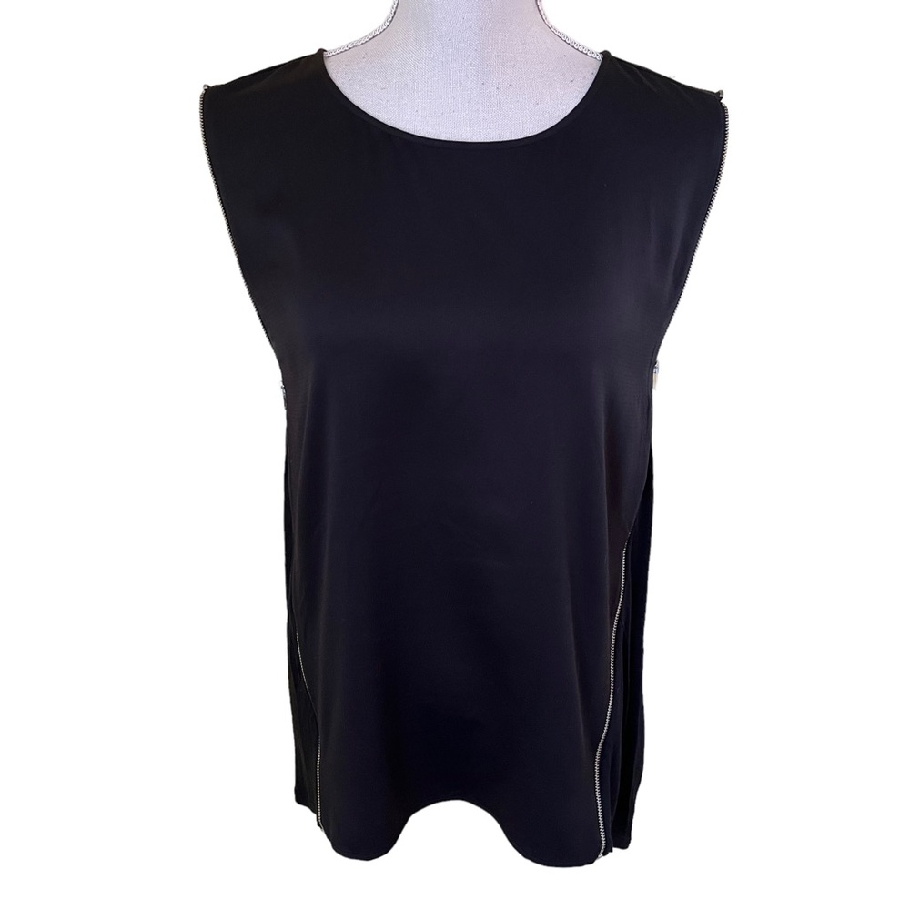 Trouve Black Sleeveless Top with Side Zipper Detail L